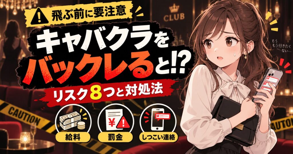 キャバクラをバックレるリスク8つと対処法、辞めさせてくれない時の対応を解説するアイキャッチ画像