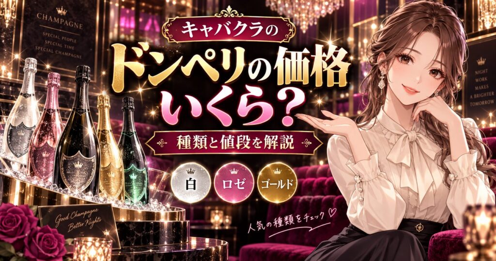 キャバクラのドンペリの価格はいくら？ドン・ペリニヨンの種類や値段を解説するアイキャッチ画像