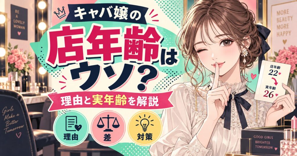 キャバ嬢の店年齢はウソなのか、サバを読む理由や実年齢との差を解説するアイキャッチ画像